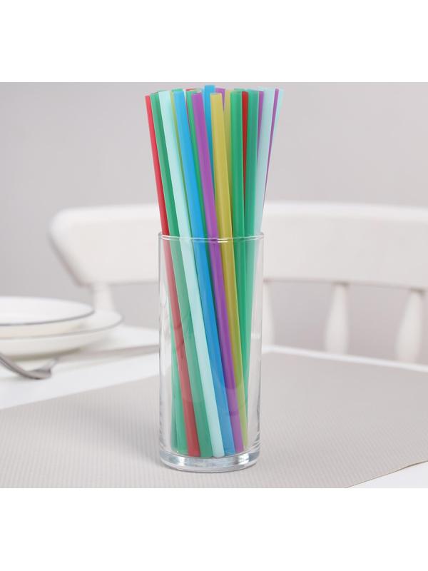 Набор одноразовых трубочек для коктейля Fresh, 0,7×21 см, 250 шт, цвет МИКС