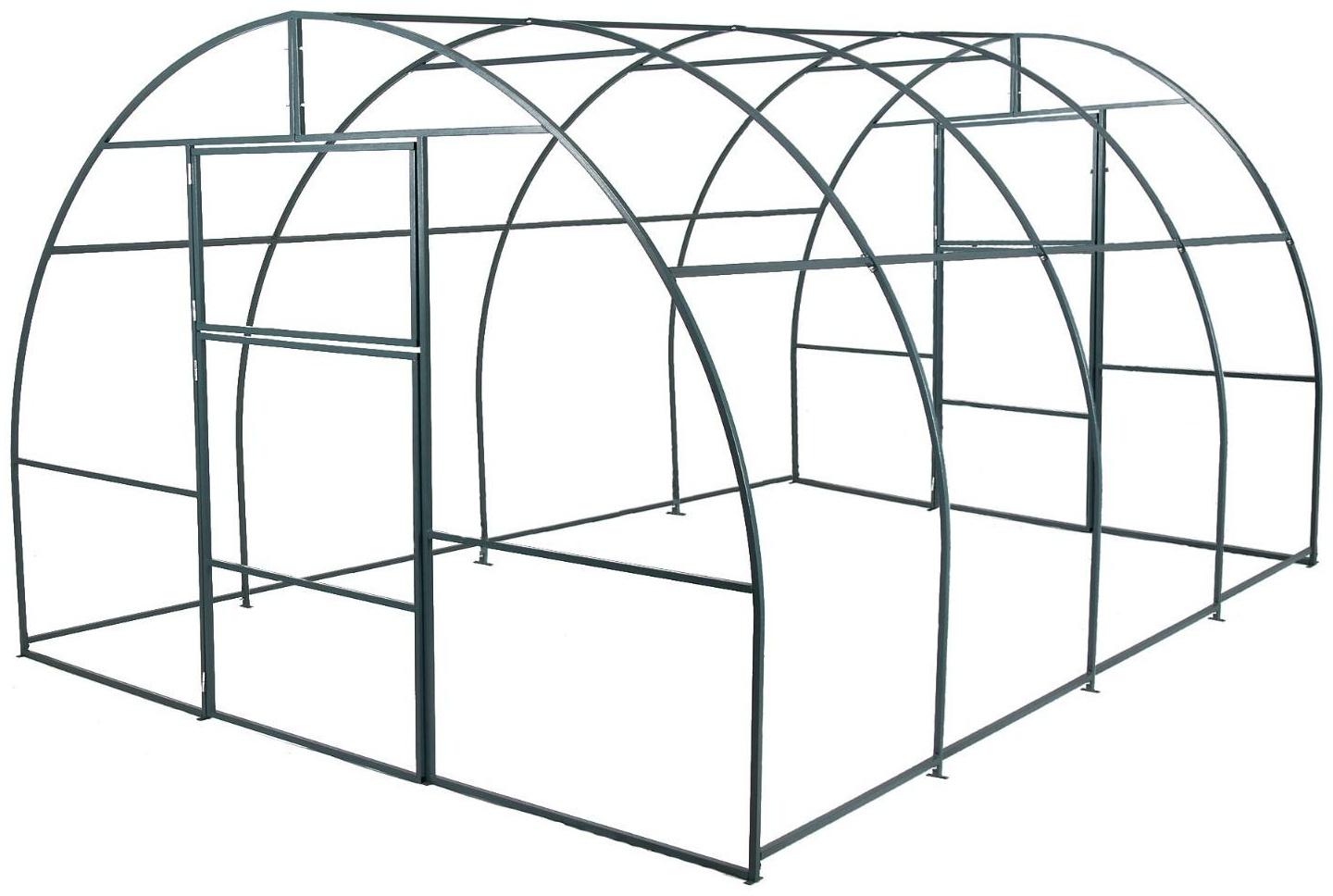 Каркас теплицы, 4 × 3 × 2 м, шаг 1 м, профиль 20 × 20 мм, толщина металла 1 мм, без поликарбоната, половинчатые арки
