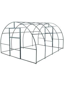 Каркас теплицы, 4 × 3 × 2 м, шаг 1 м, профиль 20 × 20 мм, толщина металла 1 мм, без поликарбоната, половинчатые арки