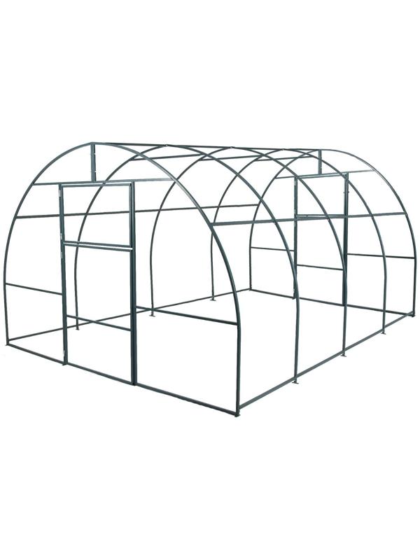 Каркас теплицы, 4 × 3 × 2 м, шаг 1 м, профиль 20 × 20 мм, толщина металла 1 мм, без поликарбоната, половинчатые арки