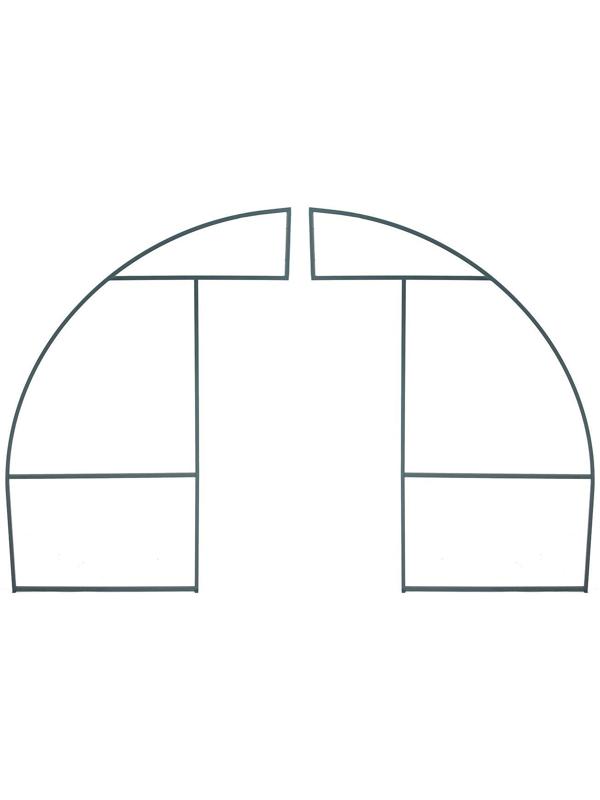 Каркас теплицы, 4 × 3 × 2 м, шаг 1 м, профиль 20 × 20 мм, толщина металла 1 мм, без поликарбоната, половинчатые арки