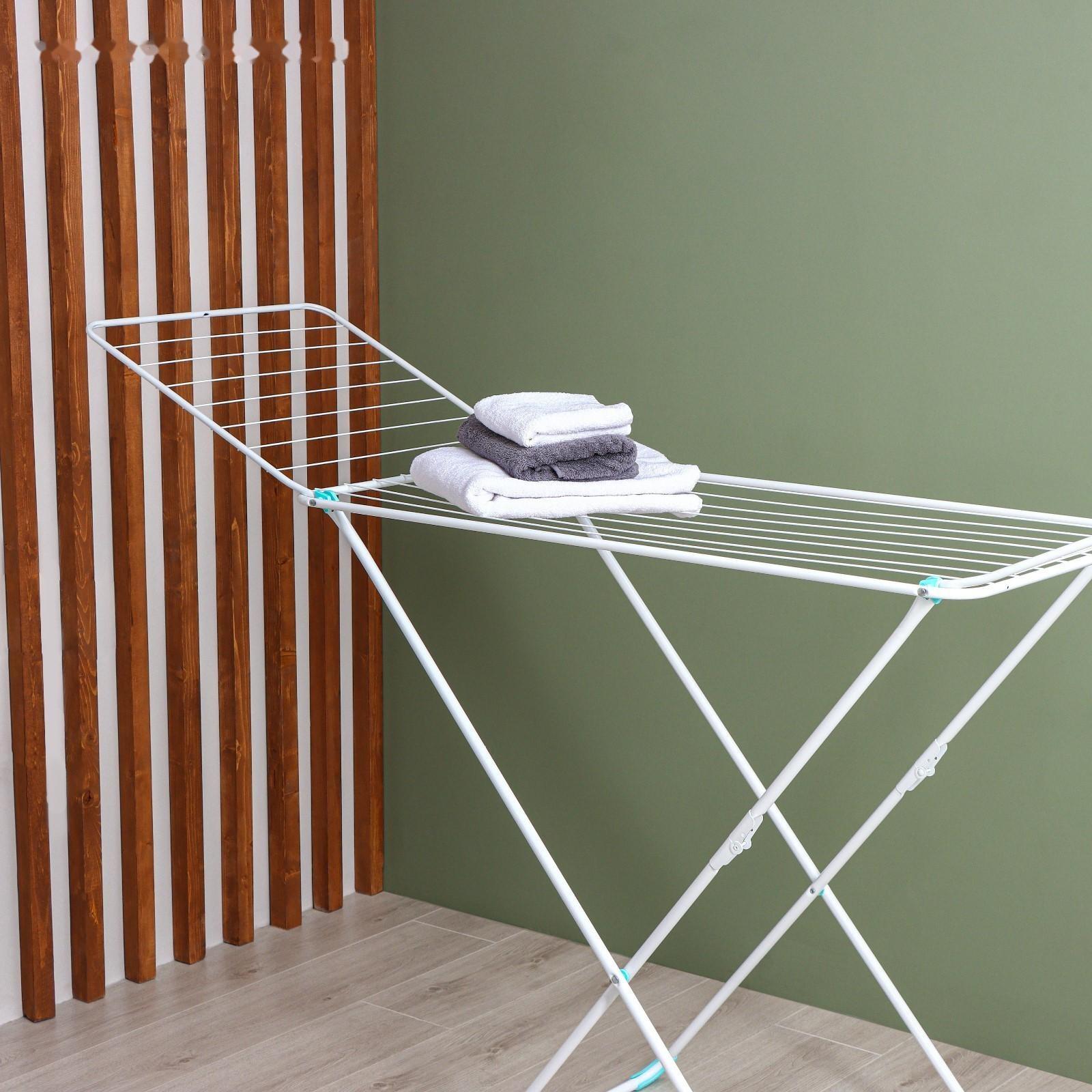 Сушилка для белья напольная складная, рабочая длина 20 м, цвет белый
