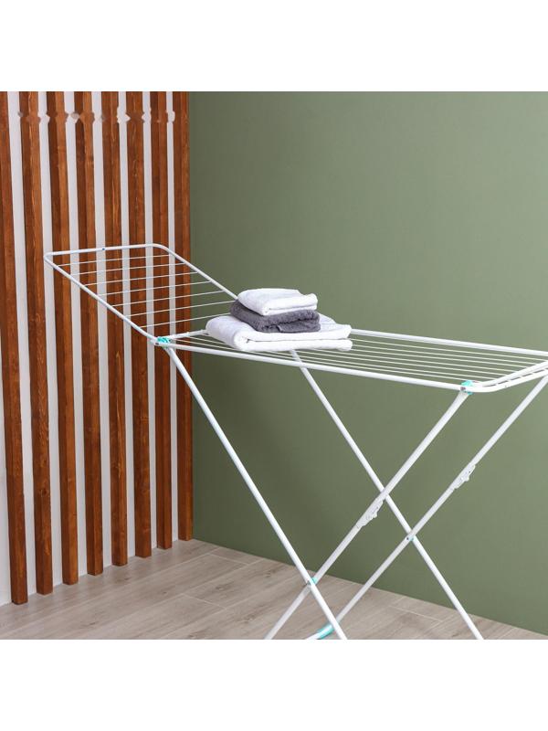 Сушилка для белья напольная складная, рабочая длина 20 м, цвет белый