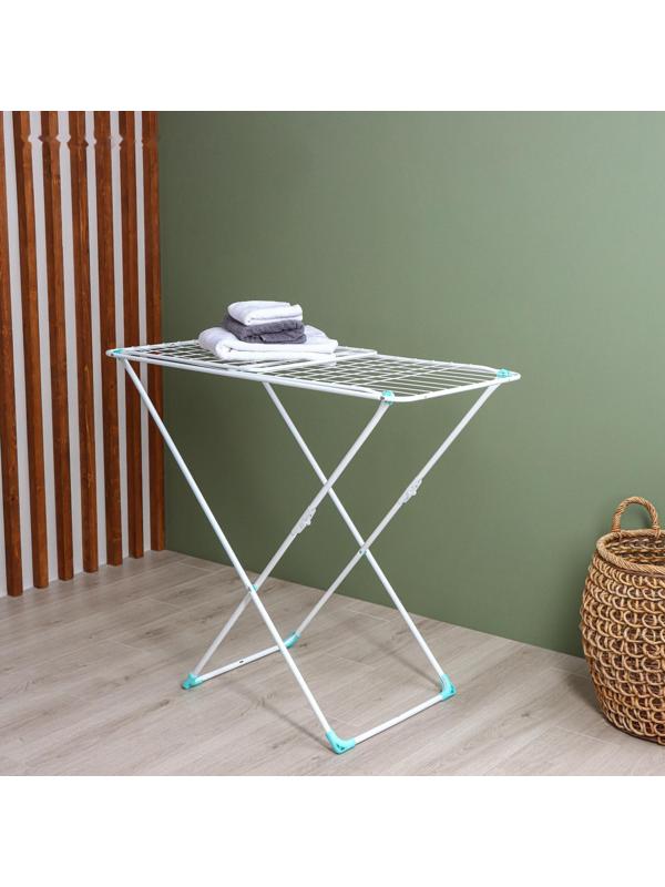 Сушилка для белья напольная складная, рабочая длина 20 м, цвет белый