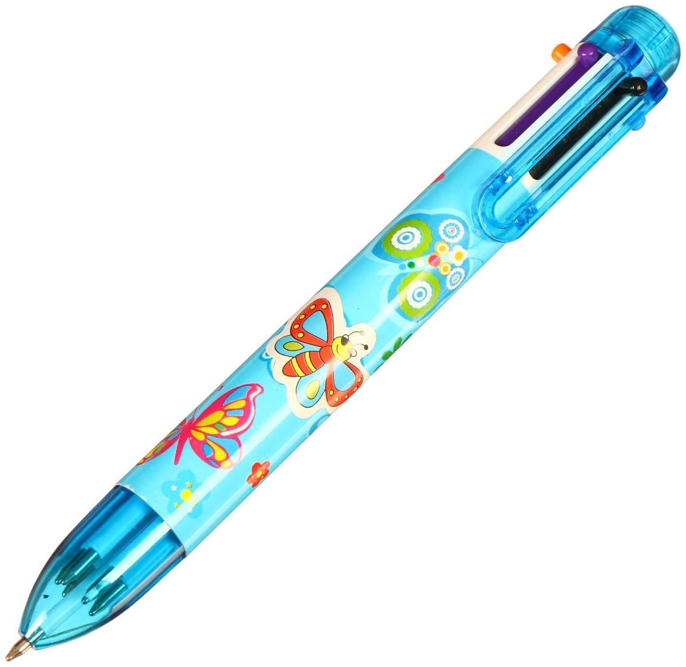 Ручка шариковая Calligrata, автоматическая, 6-ти цветная, с рисунком, МИКС