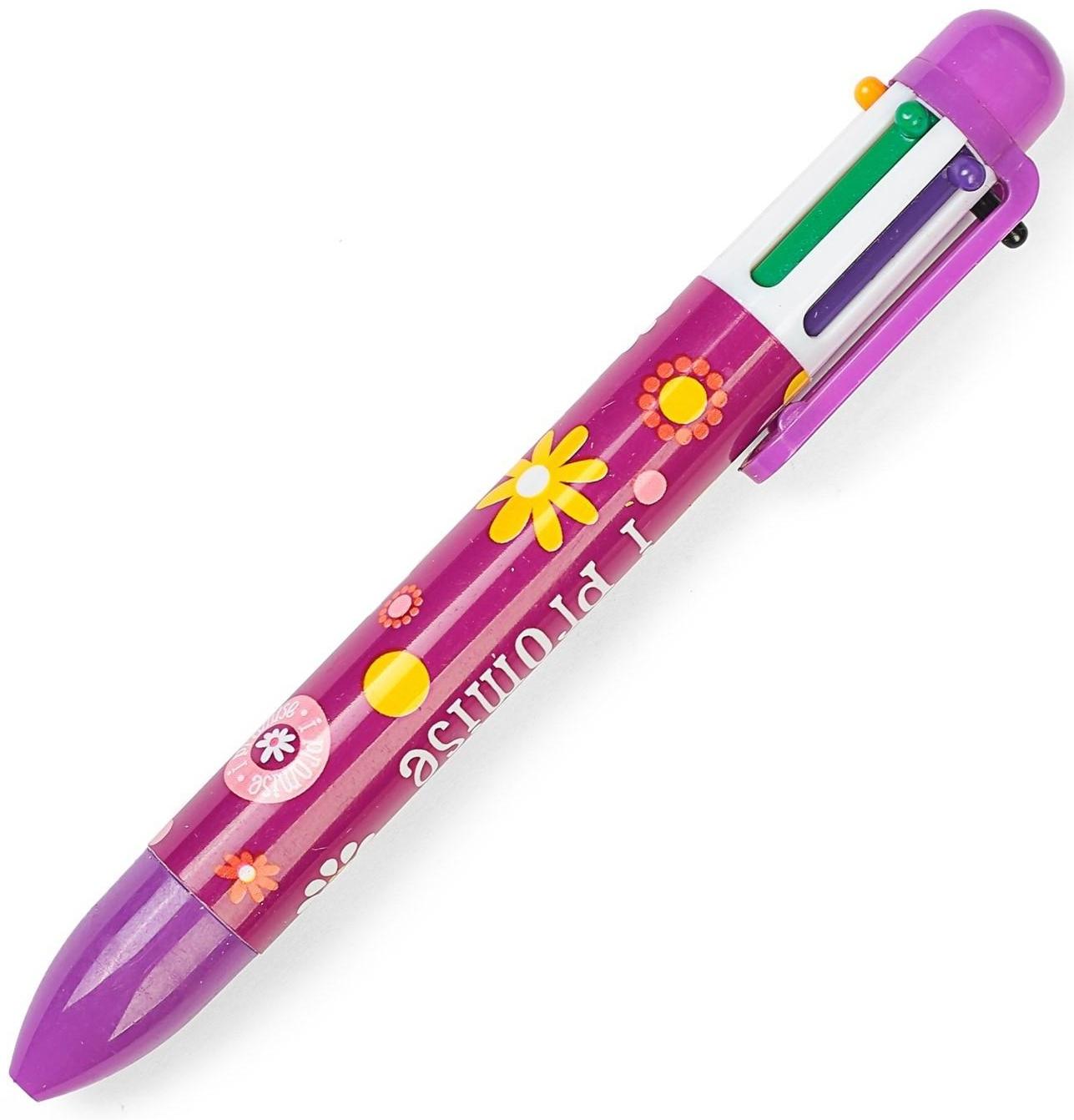 Ручка шариковая Calligrata, автоматическая, 6-ти цветная, с рисунком, МИКС