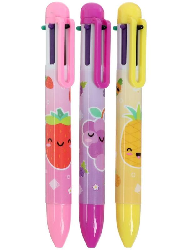 Ручка шариковая Calligrata, автоматическая, 6-ти цветная, с рисунком, МИКС