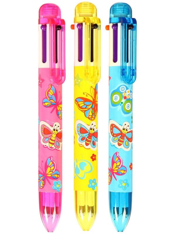 Ручка шариковая Calligrata, автоматическая, 6-ти цветная, с рисунком, МИКС