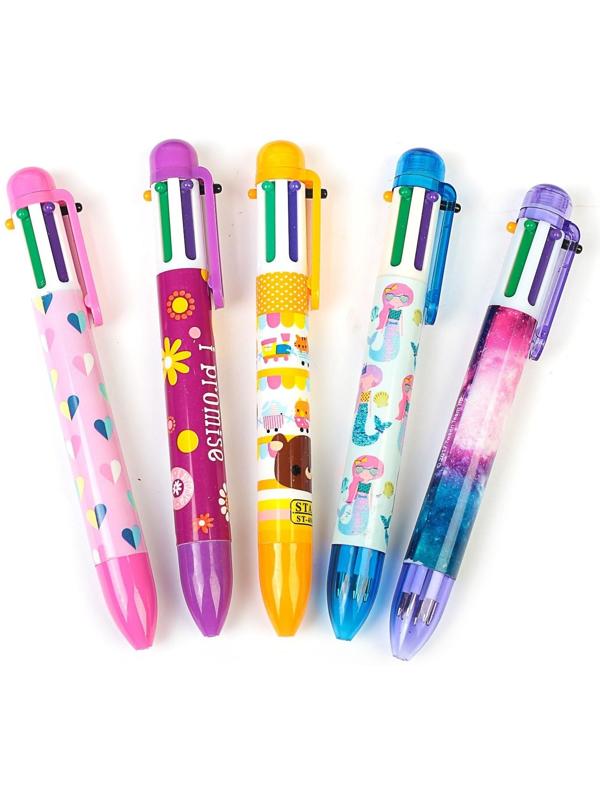 Ручка шариковая Calligrata, автоматическая, 6-ти цветная, с рисунком, МИКС