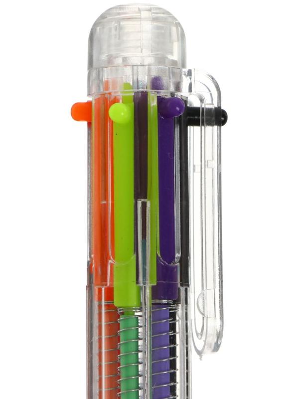 Ручка шариковая, автоматическая, 6-ти цветная, корпус прозрачный
