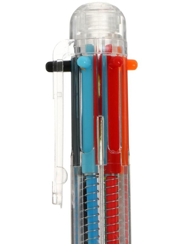 Ручка шариковая, автоматическая, 6-ти цветная, корпус прозрачный