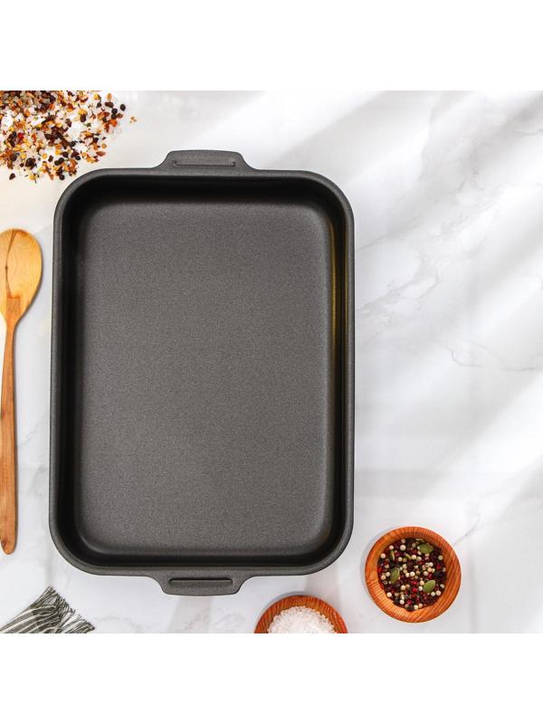 Набор противней с цельными ручками, без крышек, 2 предмета: 19×25 см, 23×30 см, антипригарное покрытие, цвет синий