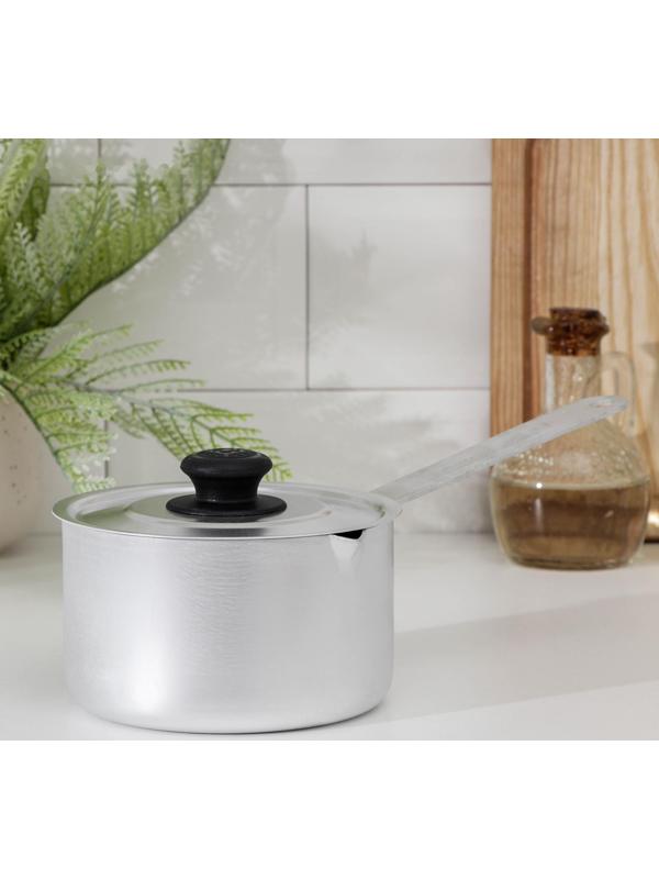 Ковш, 750 мл, металлическая ручка, металлическая крышка, цвет хромированный