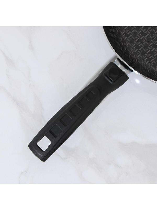 Сковорода «Хозяюшка», d=24 см, съёмная ручка, стеклянная крышка, антипригарное покрытие, цвет бордовый