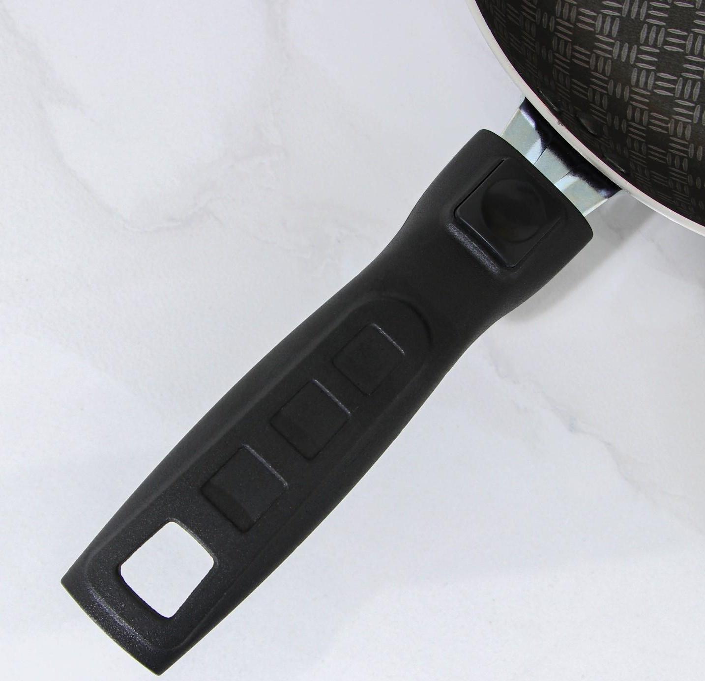 Сковорода «Хозяюшка», d=20 см, съёмная ручка, стеклянная крышка, антипригарное покрытие, цвет бордовый