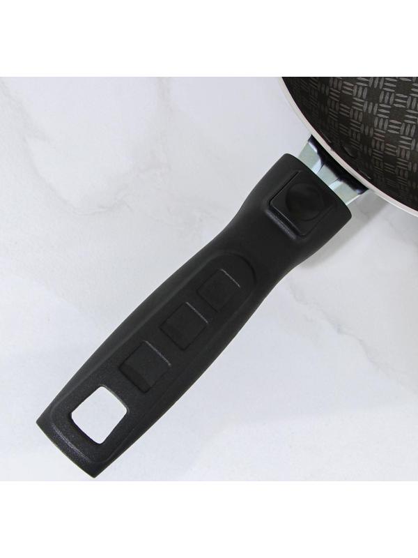 Сковорода «Хозяюшка», d=20 см, съёмная ручка, стеклянная крышка, антипригарное покрытие, цвет бордовый