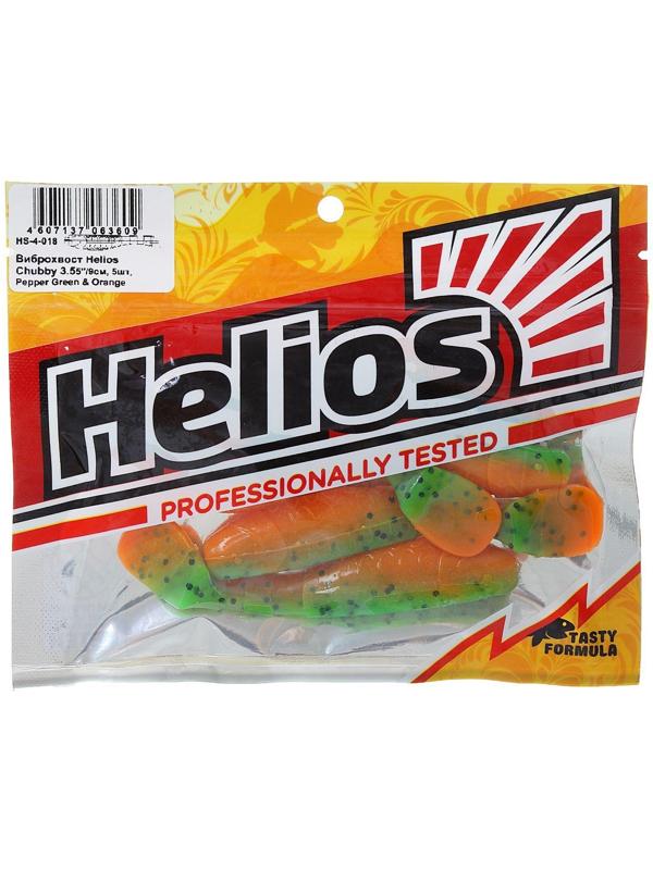 Виброхвост Helios Chubby Pepper Green & Orange, 9 см, 5 шт. (HS-4-018)