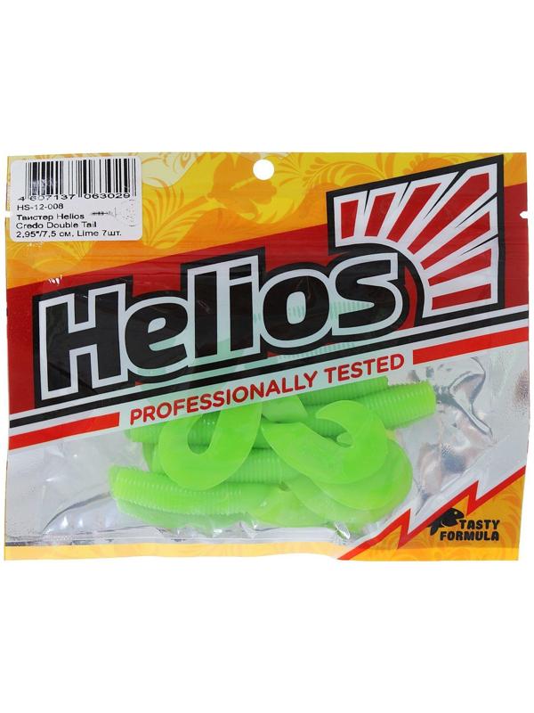 Твистер Helios Credo Double Tail Lime, 7.5 см, 7 шт. (HS-12-008)
