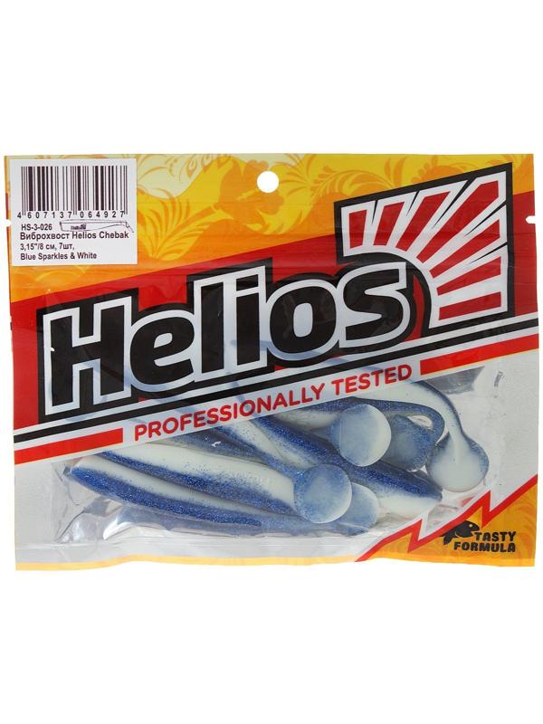 Виброхвост Helios Chebak  Blue Sparkles & White, 8 см, 7 шт. (HS-3-026)