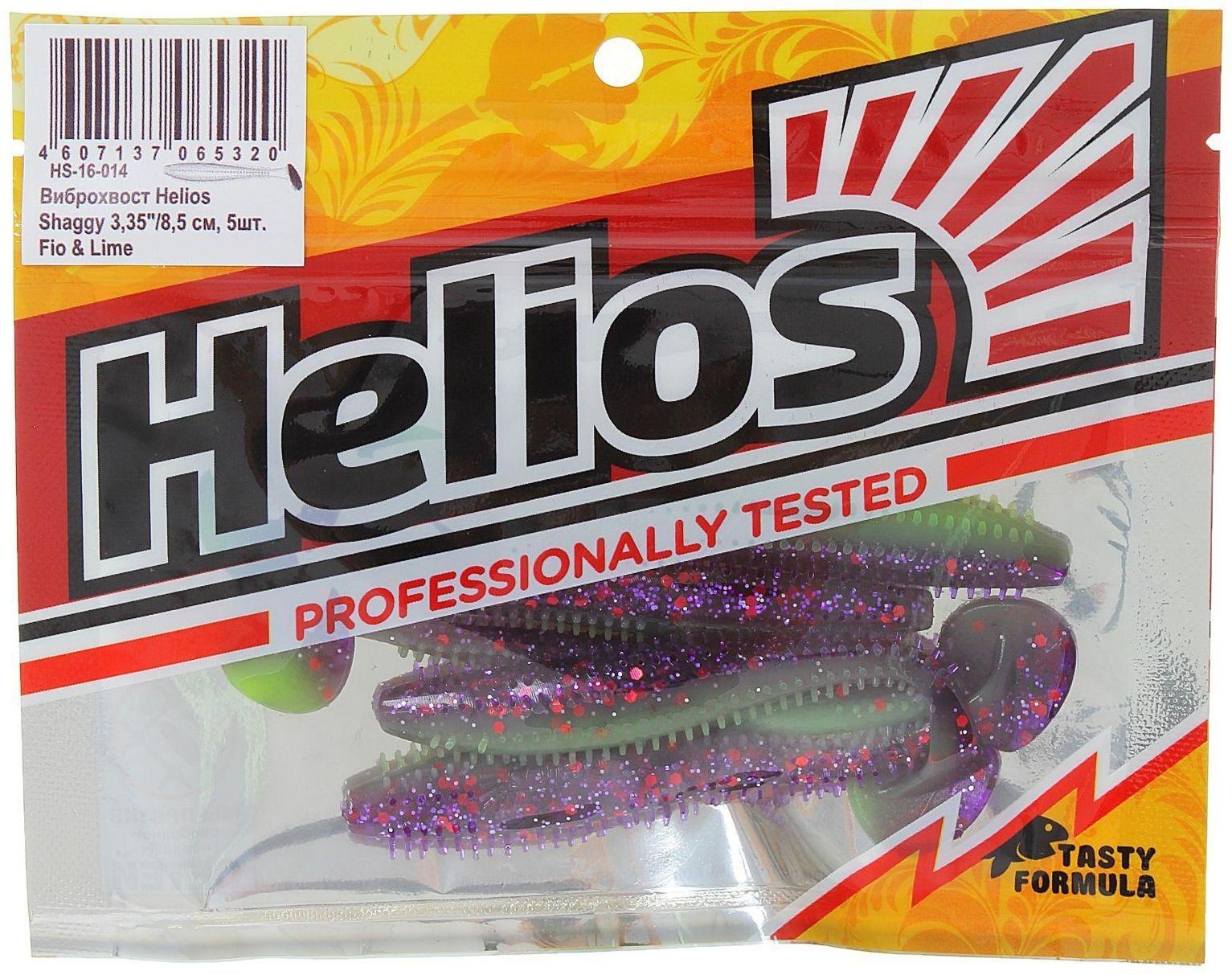 Виброхвост Helios Shaggy Fio & Lime, 8.5 см, 5 шт. (HS-16-014)