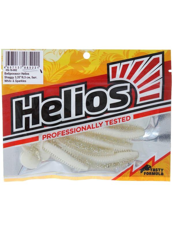 Виброхвост Helios Shaggy White & Sparkles, 8.5 см, 5 шт. (HS-16-002)