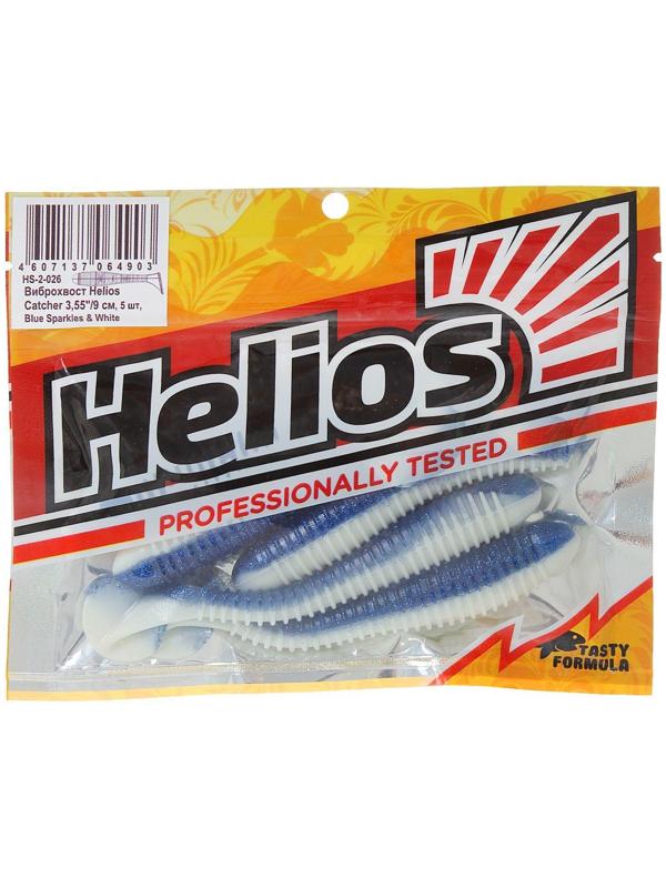 Виброхвост Helios Catcher Blue Sparkles & White, 9 см, 5 шт. (HS-2-026)