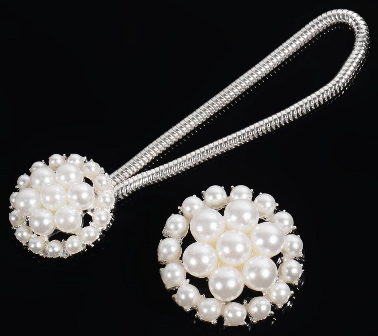 Декоративная застёжка, d = 2,5/3 см, цвет серебряный/белый