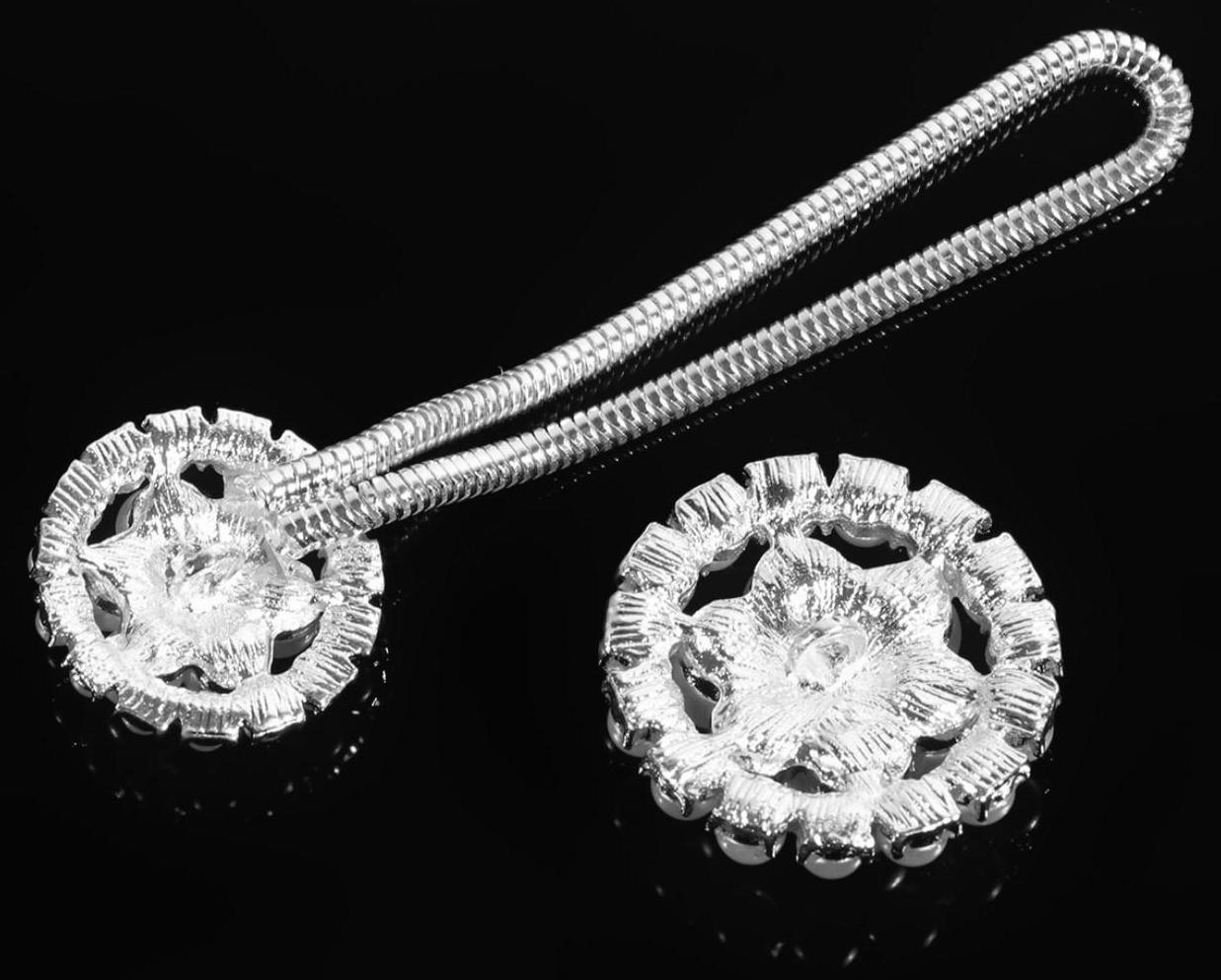 Декоративная застёжка, d = 2,5/3 см, цвет серебряный/белый