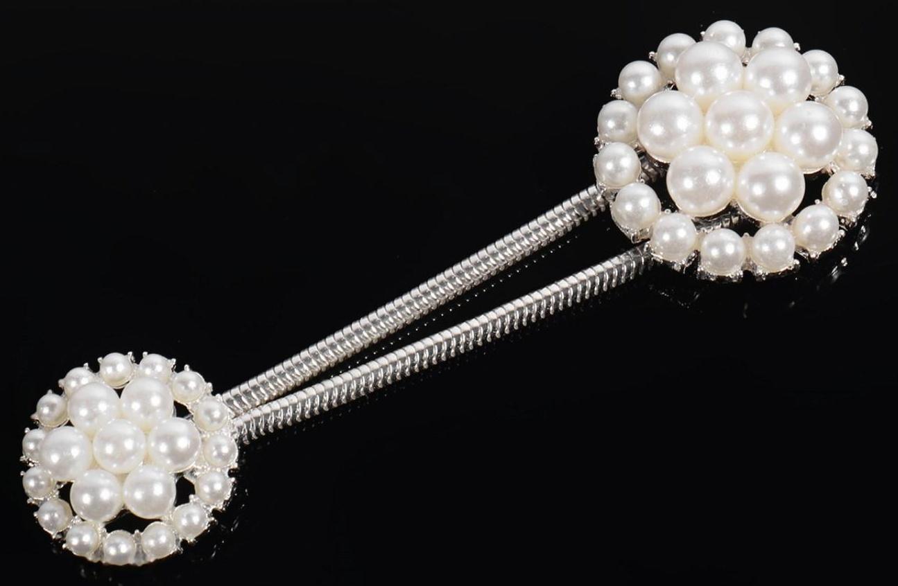 Декоративная застёжка, d = 2,5/3 см, цвет серебряный/белый