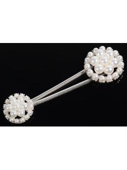 Декоративная застёжка, d = 2,5/3 см, цвет серебряный/белый