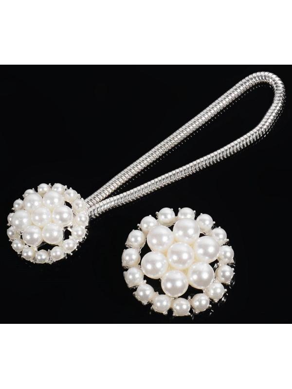 Декоративная застёжка, d = 2,5/3 см, цвет серебряный/белый