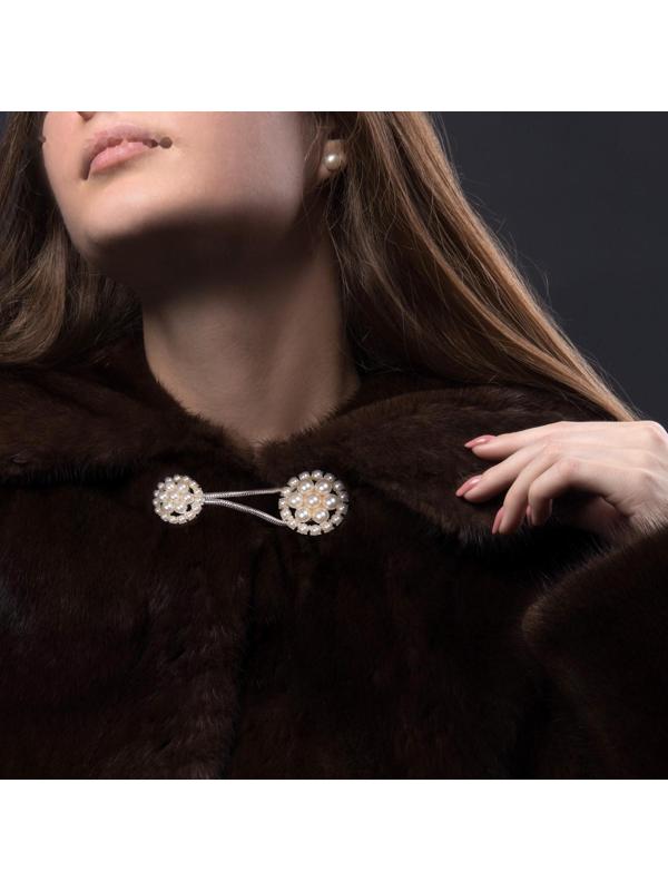 Декоративная застёжка, d = 2,5/3 см, цвет серебряный/белый