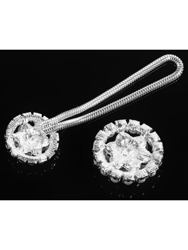 Декоративная застёжка, d = 2,5/3 см, цвет серебряный/белый