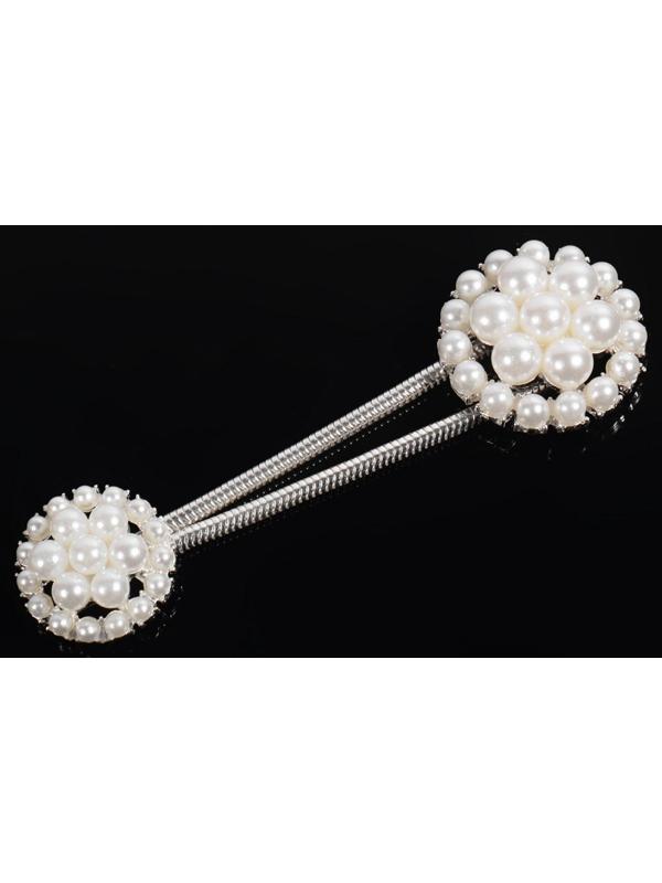 Декоративная застёжка, d = 2,5/3 см, цвет серебряный/белый