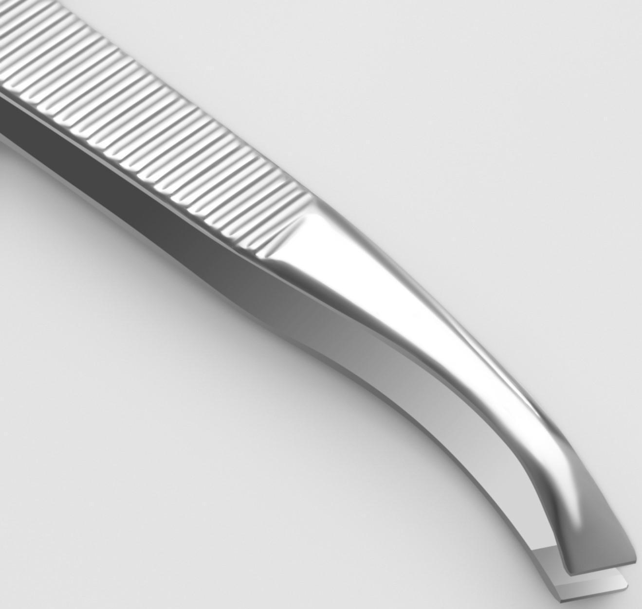 Пинцет скошенный, широкий, 8,5 см, цвет серебристый