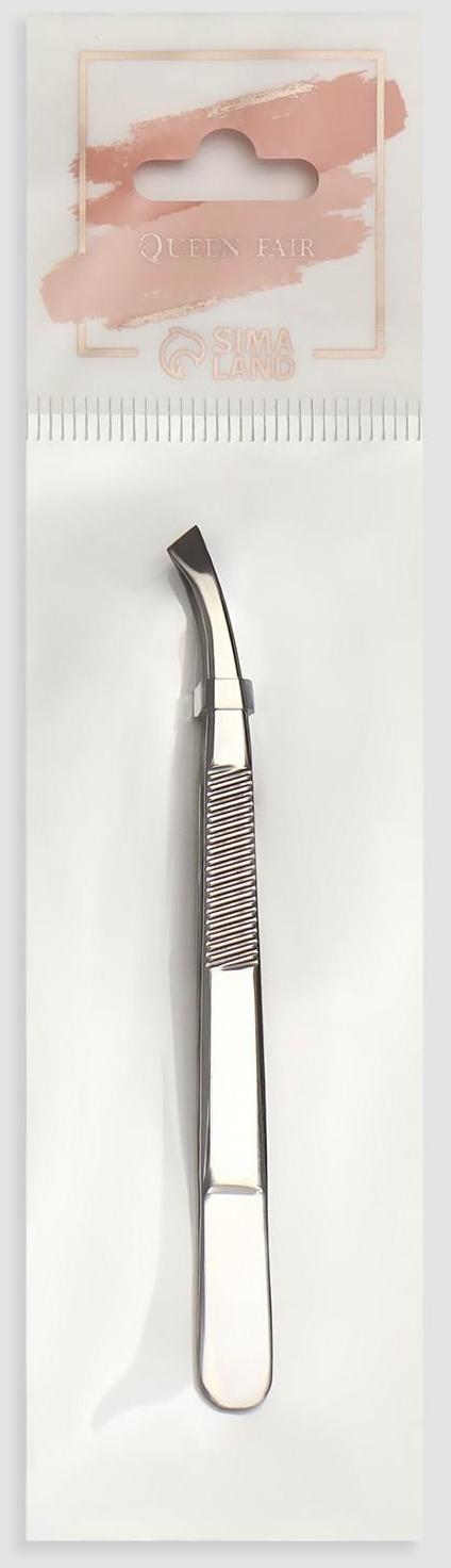 Пинцет скошенный, широкий, 8,5 см, цвет серебристый