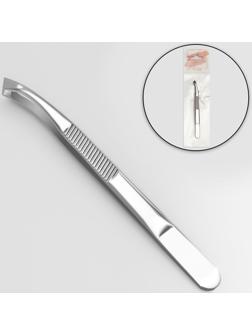 Пинцет скошенный, широкий, 8,5 см, цвет серебристый