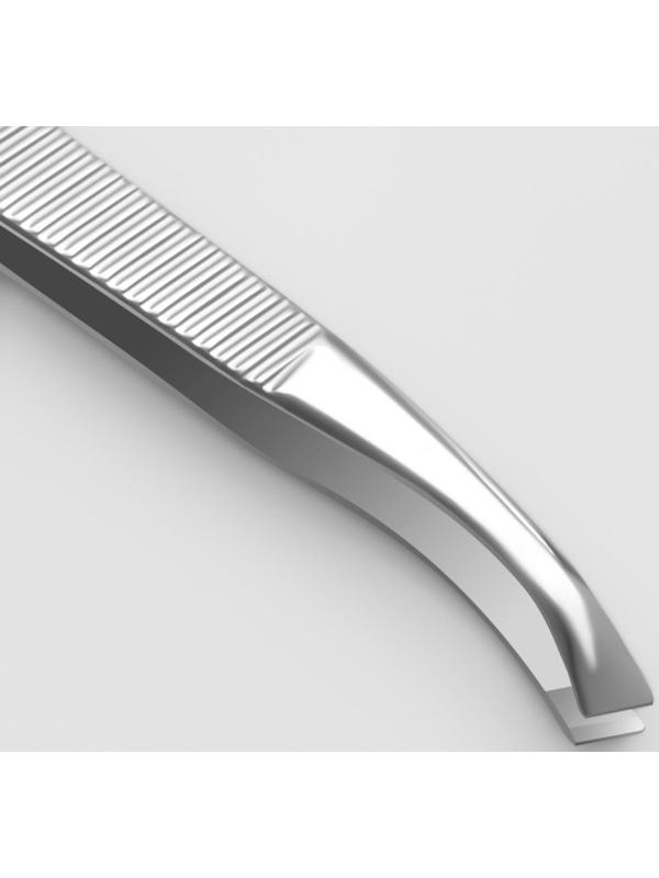 Пинцет скошенный, широкий, 8,5 см, цвет серебристый