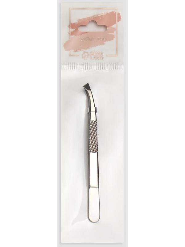 Пинцет скошенный, широкий, 8,5 см, цвет серебристый