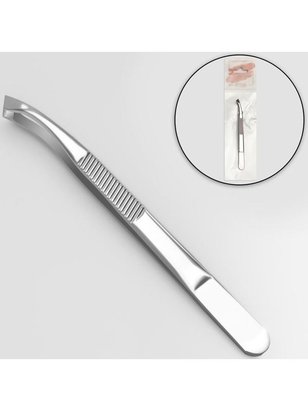 Пинцет скошенный, широкий, 8,5 см, цвет серебристый