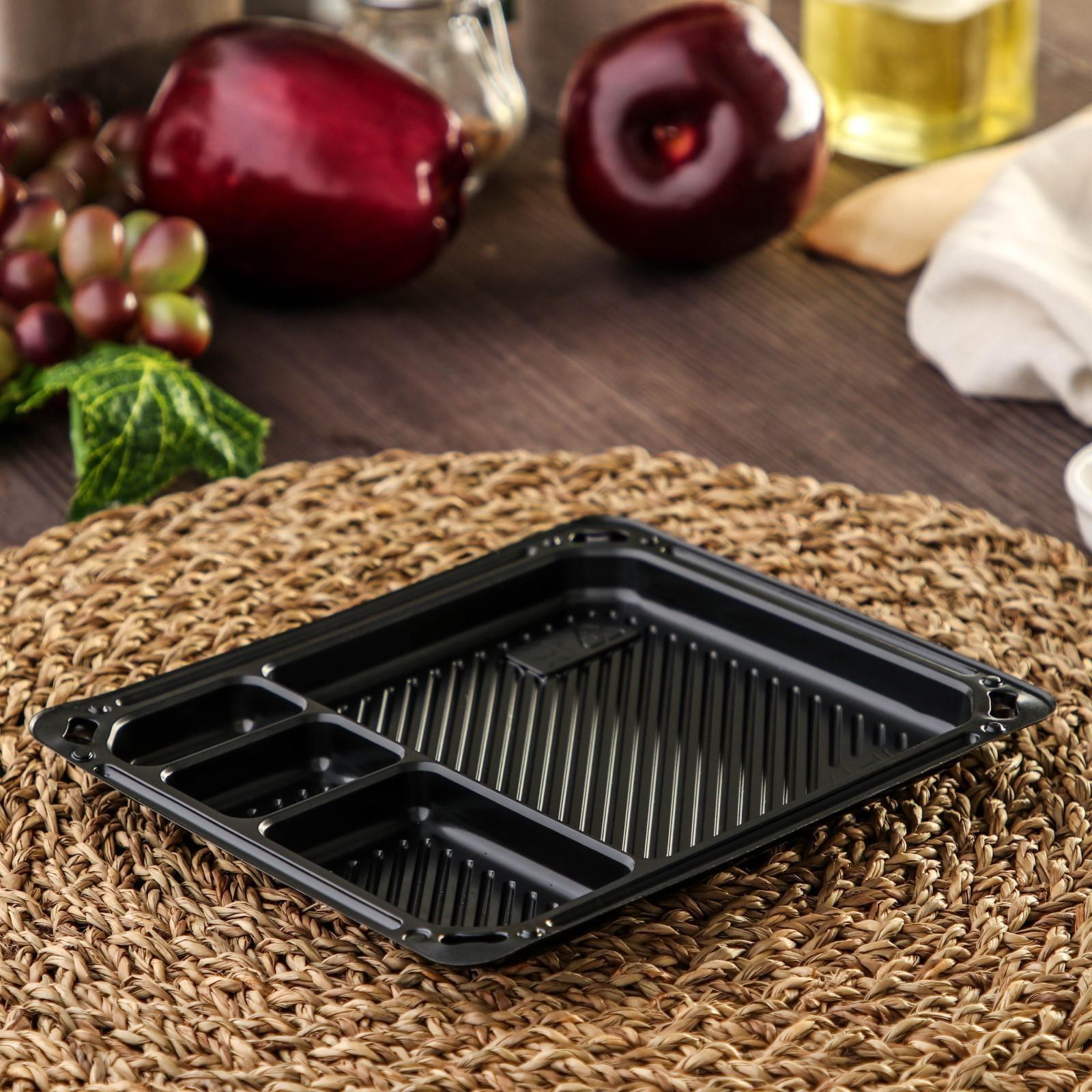 Контейнер с крышкой одноразовый для суши, 16×18×4 см, 770 мл, цвет чёрный