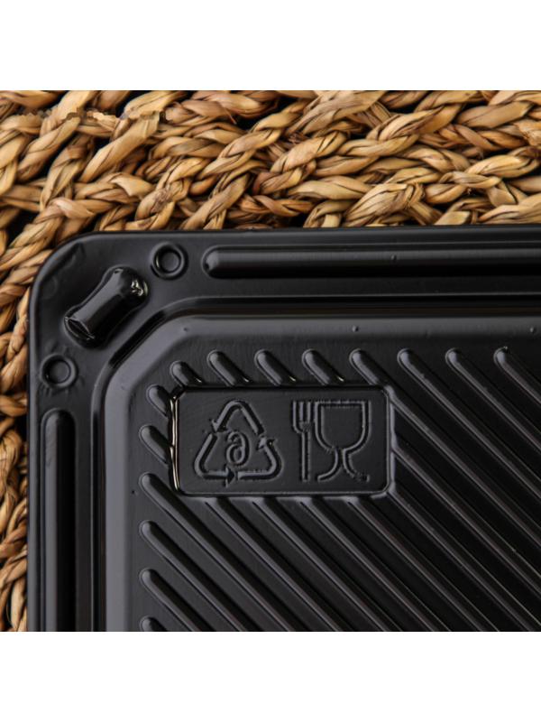 Контейнер с крышкой одноразовый для суши, 16×18×4 см, 770 мл, цвет чёрный