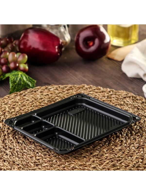 Контейнер с крышкой одноразовый для суши, 16×18×4 см, 770 мл, цвет чёрный