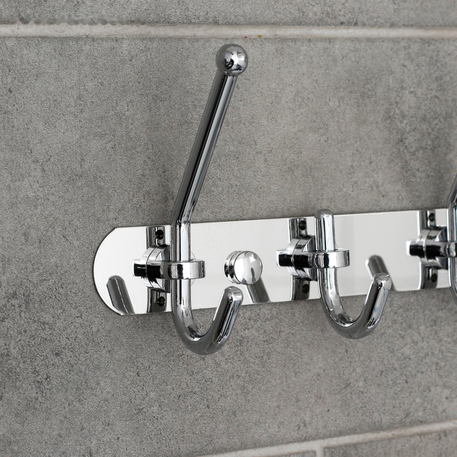 Крючок настенный на планке Accoona А161-5, 5 шт, цвет хром