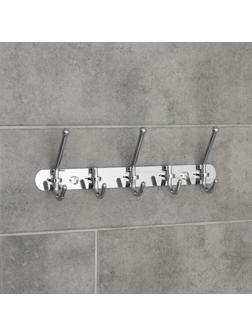 Крючок настенный на планке Accoona А161-5, 5 шт, цвет хром