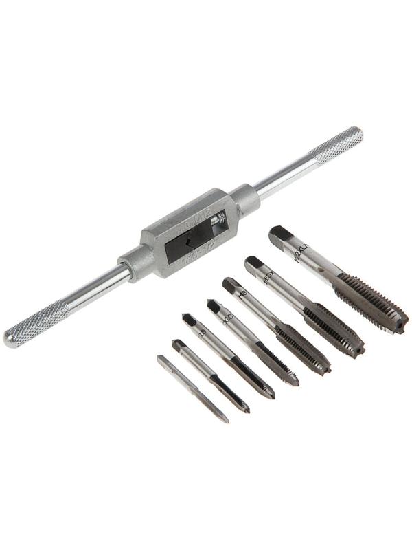 Набор метчиков ТУНДРА, М3 - М12 + метчикодержатель, 8 предметов