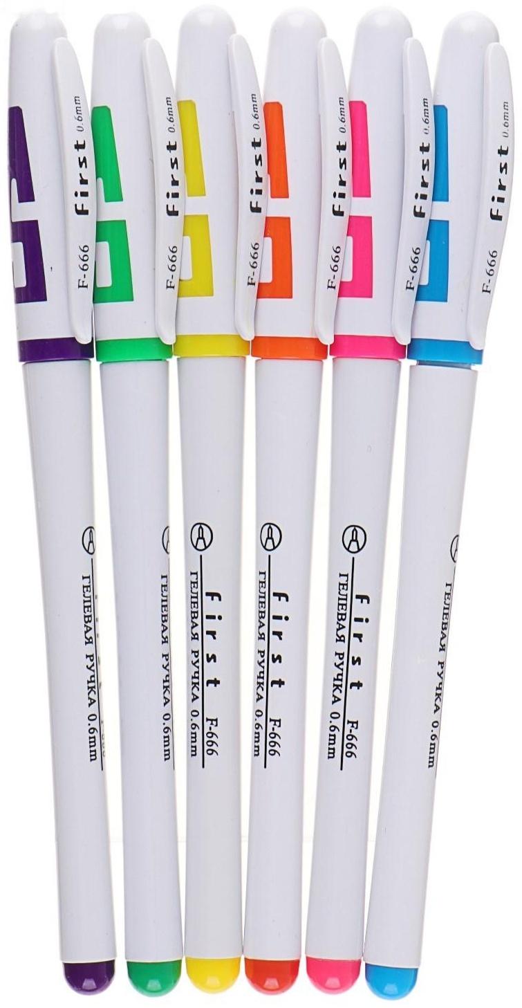 Набор гелевых ручек, 6 цветов, корпус с цветными вставками, в блистере