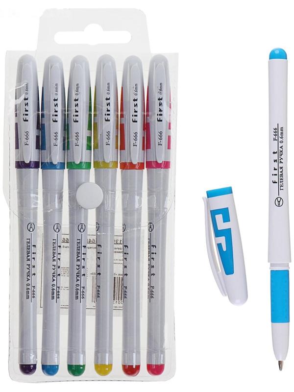 Набор гелевых ручек, 6 цветов, корпус с цветными вставками, в блистере