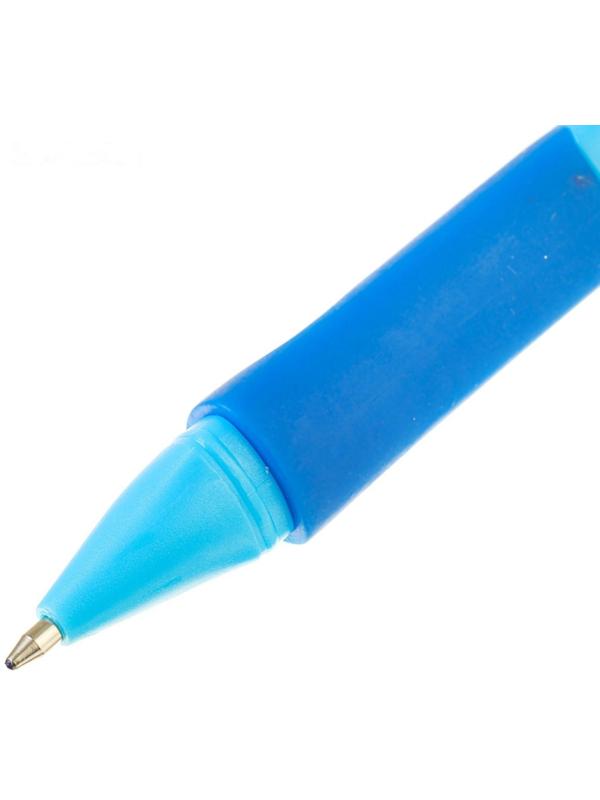 Ручка шариковая 0.7 мм, стержень синий, корпус синий с резиновым держателем, для правшей (цена за 1 штуку)