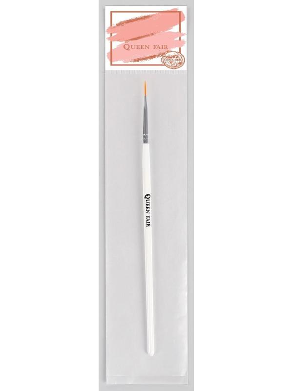 Кисть для дизайна ногтей «Волос», 18 см, ворс 10 × 2 мм, цвет белый